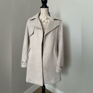 Magaschoni Light Gray faux suede Trench Coat